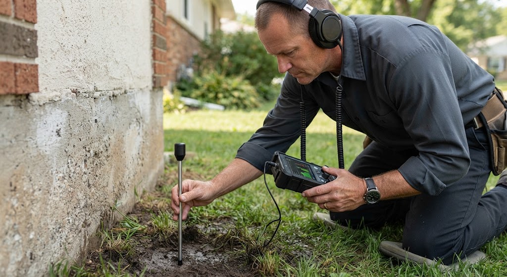 Acoustic ground sensor detecting underground water leak detection Manalapan in lawn